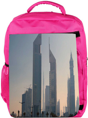 

Snoogg Eco Friendly Canvas Tall Buildings Designer Backpack Rucksack School Travel Unisex Casual Canvas Bag Bookbag Satchel 5 L Backpack(Pink)