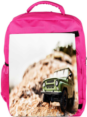 

Snoogg Eco Friendly Canvas 4X4 Offroad Car Backpack Rucksack School Travel Unisex Casual Canvas Bag Bookbag Satchel 5 L Backpack(Pink)