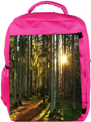 

Snoogg Eco Friendly Canvas Abstract Sunlight In Forest Designer Backpack Rucksack School Travel Unisex Casual Canvas Bag Bookbag Satchel 5 L Backpack(Pink)