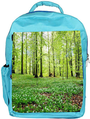 

Snoogg Eco Friendly Canvas Small White Flowers Designer Backpack Rucksack School Travel Unisex Casual Canvas Bag Bookbag Satchel 5 L Backpack(Blue)
