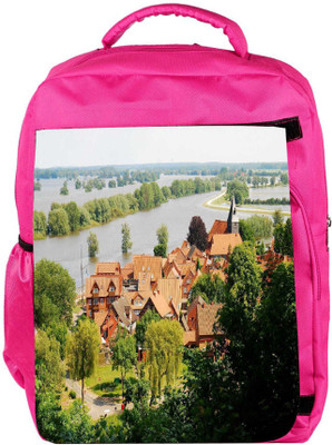 

Snoogg Eco Friendly Canvas Orange Roof Houses Designer Backpack Rucksack School Travel Unisex Casual Canvas Bag Bookbag Satchel 5 L Backpack(Pink)