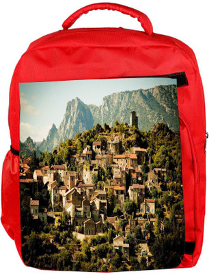 

Snoogg Eco Friendly Canvas Abstract Houses Designer Backpack Rucksack School Travel Unisex Casual Canvas Bag Bookbag Satchel 5 L Backpack(Red)