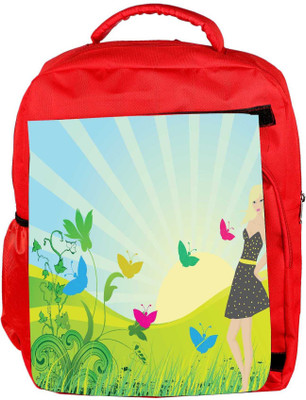 

Snoogg Eco Friendly Canvas Abstract Illustration Backpack Rucksack School Travel Unisex Casual Canvas Bag Bookbag Satchel 5 L Backpack(Red)