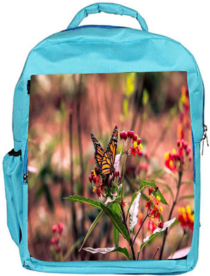 

Snoogg Eco Friendly Canvas Butterfly Sitting In Red Flower Designer Backpack Rucksack School Travel Unisex Casual Canvas Bag Bookbag Satchel 5 L Backpack(Blue)