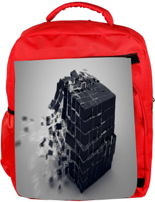 

Snoogg Eco Friendly Canvas Exploding Cube Designer Backpack Rucksack School Travel Unisex Casual Canvas Bag Bookbag Satchel 5 L Backpack(Red)