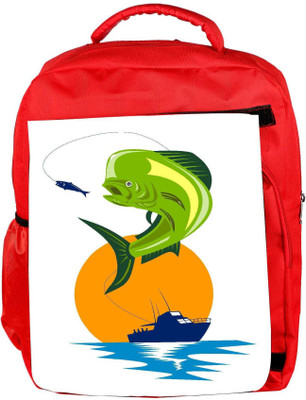

Snoogg Eco Friendly Canvas Dorado Dolphin Fish Mahi Mahi Jumping Backpack Rucksack School Travel Unisex Casual Canvas Bag Bookbag Satchel 5 L Backpack(Red)