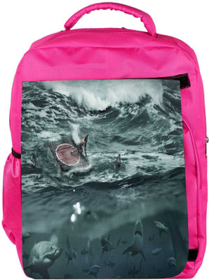 

Snoogg Eco Friendly Canvas Sharks Designer Backpack Rucksack School Travel Unisex Casual Canvas Bag Bookbag Satchel 5 L Backpack(Pink)