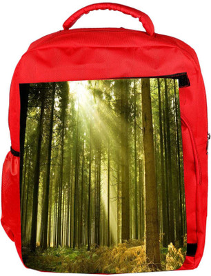 

Snoogg Eco Friendly Canvas Abstract Green Forest Designer Backpack Rucksack School Travel Unisex Casual Canvas Bag Bookbag Satchel 5 L Backpack(Red)