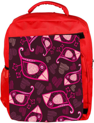 

Snoogg Eco Friendly Canvas Abstract Pink Birds And Hearts Designer Backpack Rucksack School Travel Unisex Casual Canvas Bag Bookbag Satchel 5 L Backpack(Red)