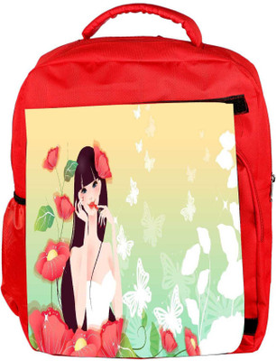 

Snoogg Eco Friendly Canvas Cute Girl Designer Backpack Rucksack School Travel Unisex Casual Canvas Bag Bookbag Satchel 5 L Backpack(Red)