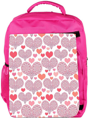 

Snoogg Eco Friendly Canvas Multiple Heart White Pattern Designer Backpack Rucksack School Travel Unisex Casual Canvas Bag Bookbag Satchel 5 L Backpack(Pink)