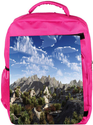 

Snoogg Eco Friendly Canvas Mountains From Top Designer Backpack Rucksack School Travel Unisex Casual Canvas Bag Bookbag Satchel 5 L Backpack(Pink)
