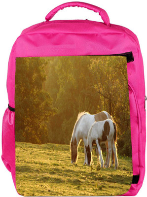 

Snoogg Eco Friendly Canvas Colorful White Horse Designer Backpack Rucksack School Travel Unisex Casual Canvas Bag Bookbag Satchel 5 L Backpack(Pink)