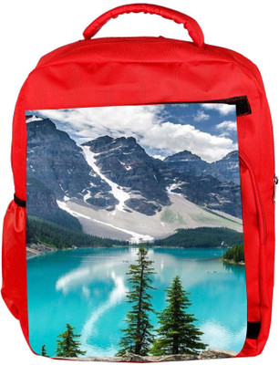 

Snoogg Eco Friendly Canvas Mountain And Lake Designer Backpack Rucksack School Travel Unisex Casual Canvas Bag Bookbag Satchel 5 L Backpack(Red)