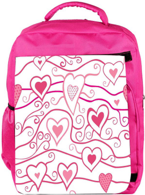 

Snoogg Eco Friendly Canvas Abstract Pink Heart White Pattern Designer Backpack Rucksack School Travel Unisex Casual Canvas Bag Bookbag Satchel 5 L Backpack(Pink)