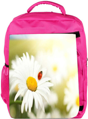 

Snoogg Eco Friendly Canvas Red Beatel In White Flower Designer Backpack Rucksack School Travel Unisex Casual Canvas Bag Bookbag Satchel 5 L Backpack(Pink)