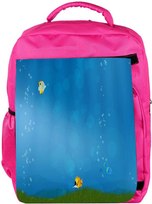 

Snoogg Eco Friendly Canvas Colorful Fish Designer Backpack Rucksack School Travel Unisex Casual Canvas Bag Bookbag Satchel 5 L Backpack(Pink)