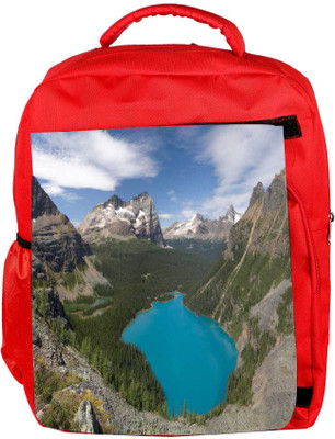 

Snoogg Eco Friendly Canvas Blue Water Between Mountain Designer Backpack Rucksack School Travel Unisex Casual Canvas Bag Bookbag Satchel 5 L Backpack(Red)