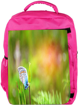 

Snoogg Eco Friendly Canvas Mixed Color Butterfly In Green Petal Designer Backpack Rucksack School Travel Unisex Casual Canvas Bag Bookbag Satchel 5 L Backpack(Pink)