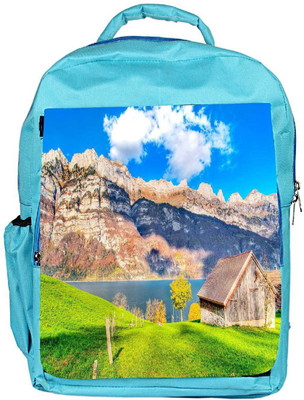 

Snoogg Eco Friendly Canvas Wood House Designer Backpack Rucksack School Travel Unisex Casual Canvas Bag Bookbag Satchel 5 L Backpack(Blue)