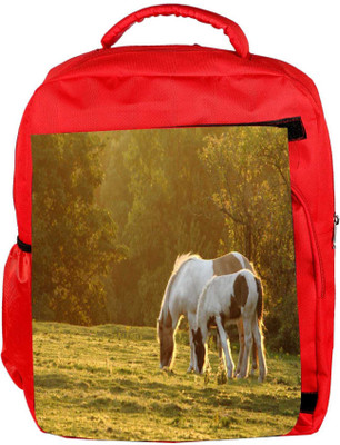 

Snoogg Eco Friendly Canvas Colorful White Horse Designer Backpack Rucksack School Travel Unisex Casual Canvas Bag Bookbag Satchel 5 L Backpack(Red)