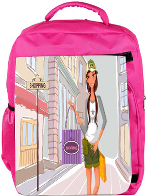 

Snoogg Eco Friendly Canvas Girl Shopping Designer Backpack Rucksack School Travel Unisex Casual Canvas Bag Bookbag Satchel 5 L Backpack(Pink)