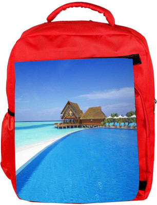 

Snoogg Eco Friendly Canvas Hut House In Beach Designer Backpack Rucksack School Travel Unisex Casual Canvas Bag Bookbag Satchel 5 L Backpack(Red)