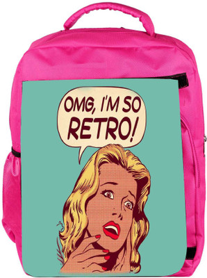 

Snoogg Eco Friendly Canvas Omg Im So Retro Backpack Rucksack School Travel Unisex Casual Canvas Bag Bookbag Satchel 5 L Backpack(Pink)