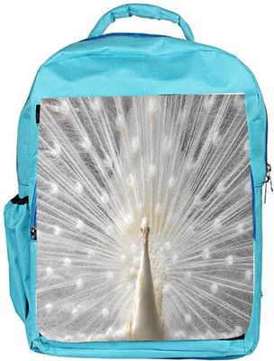 

Snoogg Eco Friendly Canvas White Peacock Designer Backpack Rucksack School Travel Unisex Casual Canvas Bag Bookbag Satchel 5 L Backpack(Blue)