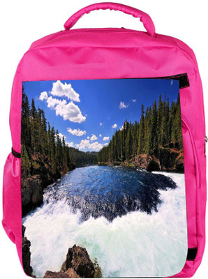 

Snoogg Eco Friendly Canvas Waterfall Designer Backpack Rucksack School Travel Unisex Casual Canvas Bag Bookbag Satchel 5 L Backpack(Pink)
