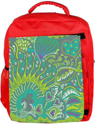 

Snoogg Eco Friendly Canvas Abstract Seamless Texture With Fish Backpack Rucksack School Travel Unisex Casual Canvas Bag Bookbag Satchel 5 L Backpack(Red)