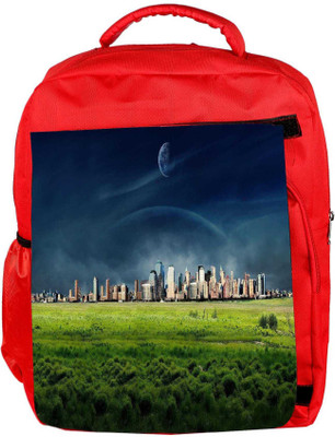 

Snoogg Eco Friendly Canvas Green City Designer Backpack Rucksack School Travel Unisex Casual Canvas Bag Bookbag Satchel 5 L Backpack(Red)