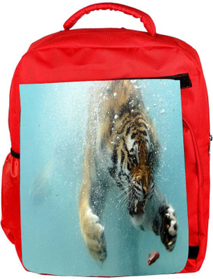

Snoogg Eco Friendly Canvas Amazing Tiger Shark Designer Backpack Rucksack School Travel Unisex Casual Canvas Bag Bookbag Satchel 5 L Backpack(Red)