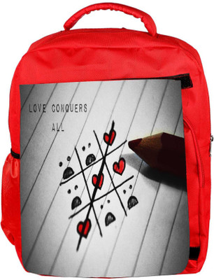 

Snoogg Eco Friendly Canvas Love Conquers All Designer Backpack Rucksack School Travel Unisex Casual Canvas Bag Bookbag Satchel 5 L Backpack(Red)