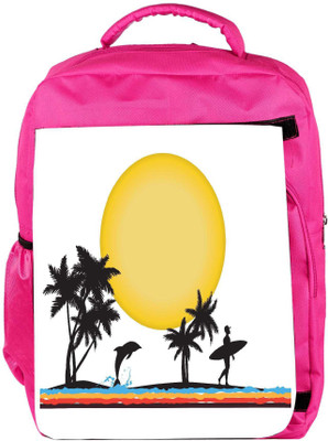 

Snoogg Eco Friendly Canvas Tropical Illustration Backpack Rucksack School Travel Unisex Casual Canvas Bag Bookbag Satchel 5 L Backpack(Pink)