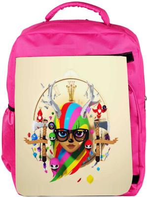 

Snoogg Eco Friendly Canvas Deer Hipster Girl 2620 Backpack Rucksack School Travel Unisex Casual Canvas Bag Bookbag Satchel 5 L Backpack(Pink)