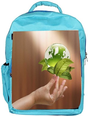 

Snoogg Eco Friendly Canvas Female Hand Holding Green Earth With A Growing Plant Backpack Rucksack School Travel Unisex Casual Canvas Bag Bookbag Satchel 5 L Backpack(Blue)