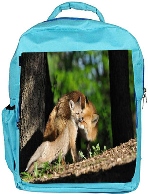 

Snoogg Eco Friendly Canvas Parental Fox Designer Backpack Rucksack School Travel Unisex Casual Canvas Bag Bookbag Satchel 5 L Backpack(Blue)