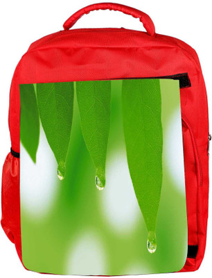 

Snoogg Eco Friendly Canvas Leaves Dew Drops Designer Backpack Rucksack School Travel Unisex Casual Canvas Bag Bookbag Satchel 5 L Backpack(Red)