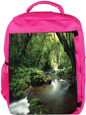 

Snoogg Eco Friendly Canvas Lake In The Jungle Designer Backpack Rucksack School Travel Unisex Casual Canvas Bag Bookbag Satchel 5 L Backpack(Pink)