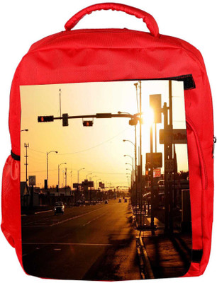 

Snoogg Eco Friendly Canvas Evening Roads Designer Backpack Rucksack School Travel Unisex Casual Canvas Bag Bookbag Satchel 5 L Backpack(Red)