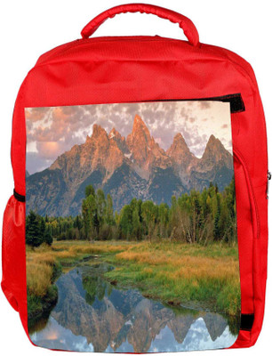 

Snoogg Eco Friendly Canvas Lake Side Forest Designer Backpack Rucksack School Travel Unisex Casual Canvas Bag Bookbag Satchel 5 L Backpack(Red)