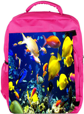 

Snoogg Eco Friendly Canvas Colorful Fish Designer Backpack Rucksack School Travel Unisex Casual Canvas Bag Bookbag Satchel 5 L Backpack(Pink)