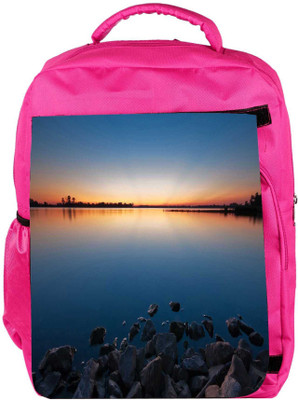 

Snoogg Eco Friendly Canvas Black Water And Stones Designer Backpack Rucksack School Travel Unisex Casual Canvas Bag Bookbag Satchel 5 L Backpack(Pink)