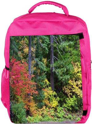 

Snoogg Eco Friendly Canvas Autumn Forest Background Backpack Rucksack School Travel Unisex Casual Canvas Bag Bookbag Satchel 5 L Backpack(Pink)