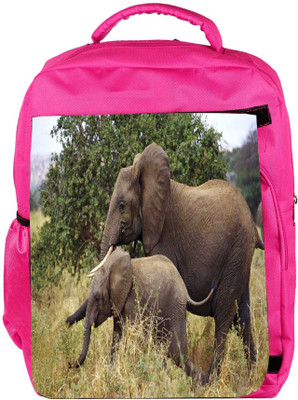 

Snoogg Eco Friendly Canvas Elephant Family Designer Backpack Rucksack School Travel Unisex Casual Canvas Bag Bookbag Satchel 5 L Backpack(Pink)