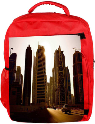 

Snoogg Eco Friendly Canvas Roads In Dubai Designer Backpack Rucksack School Travel Unisex Casual Canvas Bag Bookbag Satchel 5 L Backpack(Red)