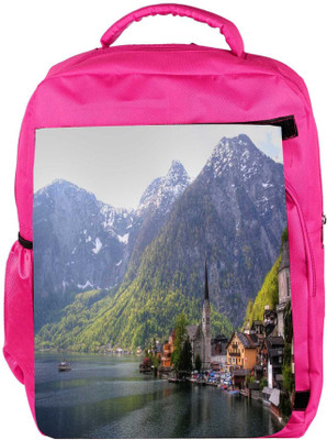 

Snoogg Eco Friendly Canvas House Near River Side Designer Backpack Rucksack School Travel Unisex Casual Canvas Bag Bookbag Satchel 5 L Backpack(Pink)