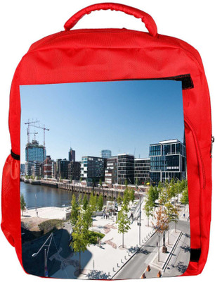 

Snoogg Eco Friendly Canvas Abstract City Designer Backpack Rucksack School Travel Unisex Casual Canvas Bag Bookbag Satchel 5 L Backpack(Red)