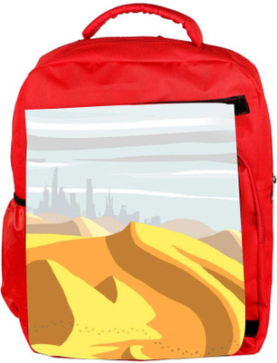 Snoogg Eco Friendly Canvas Sahara Desert Digital 2483 Backpack Rucksack School Travel Unisex Casual Canvas Bag Bookbag Satchel 5 L Backpack(Red)